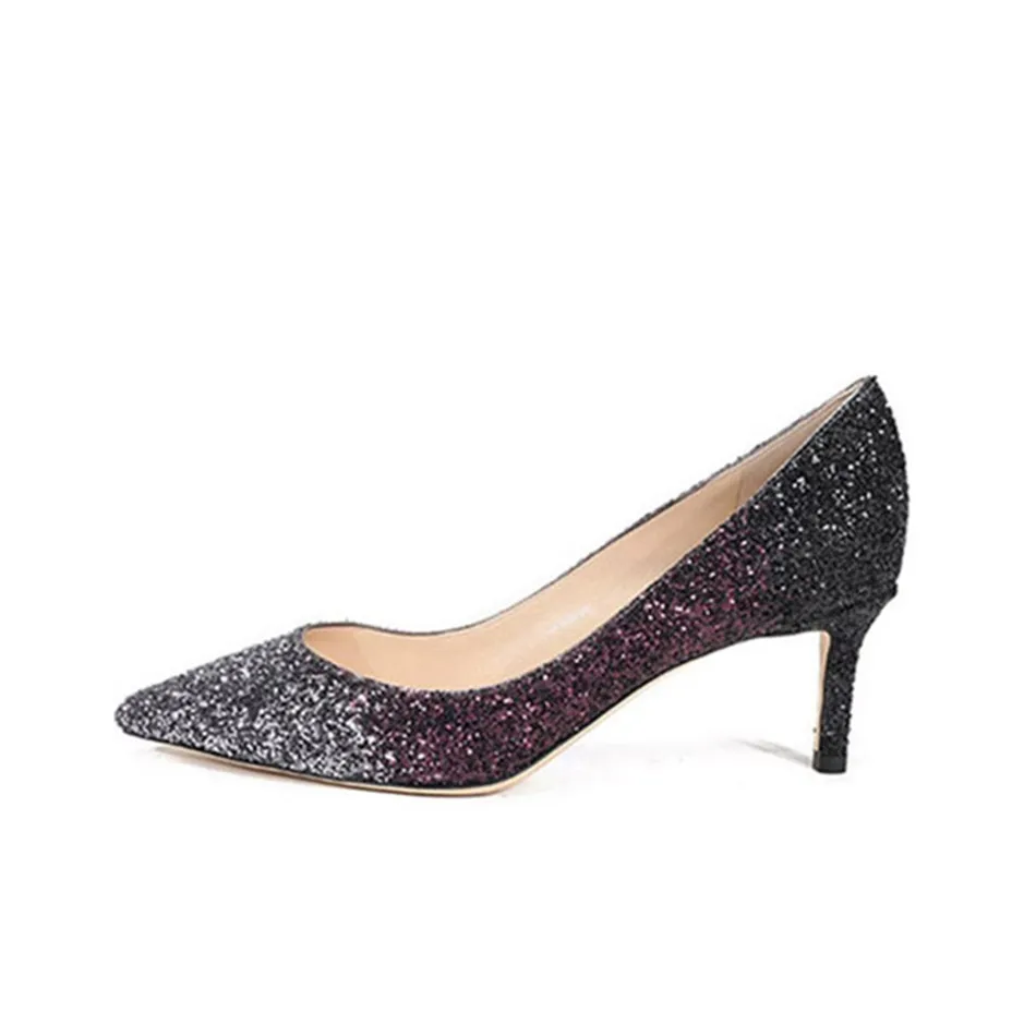 Jimmy Choo ROMY 60 Zhou Yangjie High Heels 6cm Women's Silver Gray Purple Black Gradient