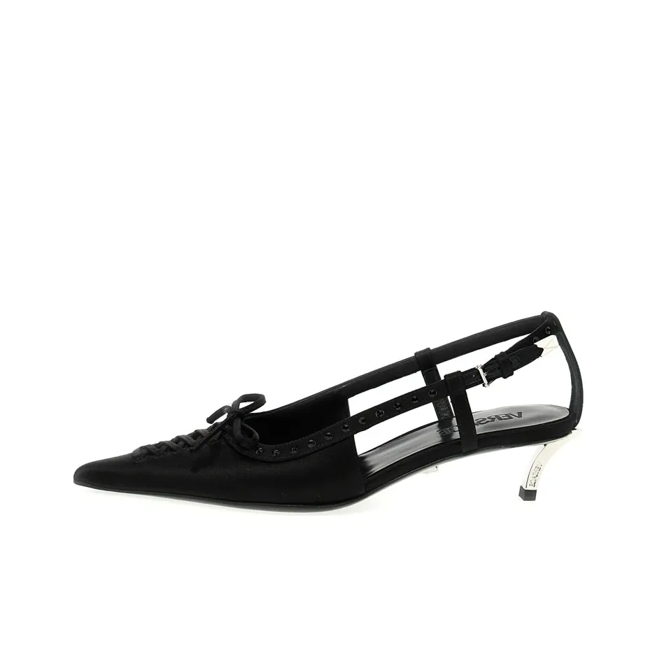 VERSACE Cone Heel High Heels 4cm Women's Black