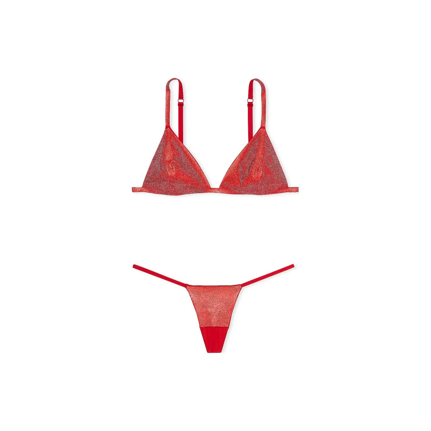 Victoria's Secret 24 Big Show Коллекция Очень Сексуальный SHINE Треугольник Bralette L Набор нижнего белья Женские Красный