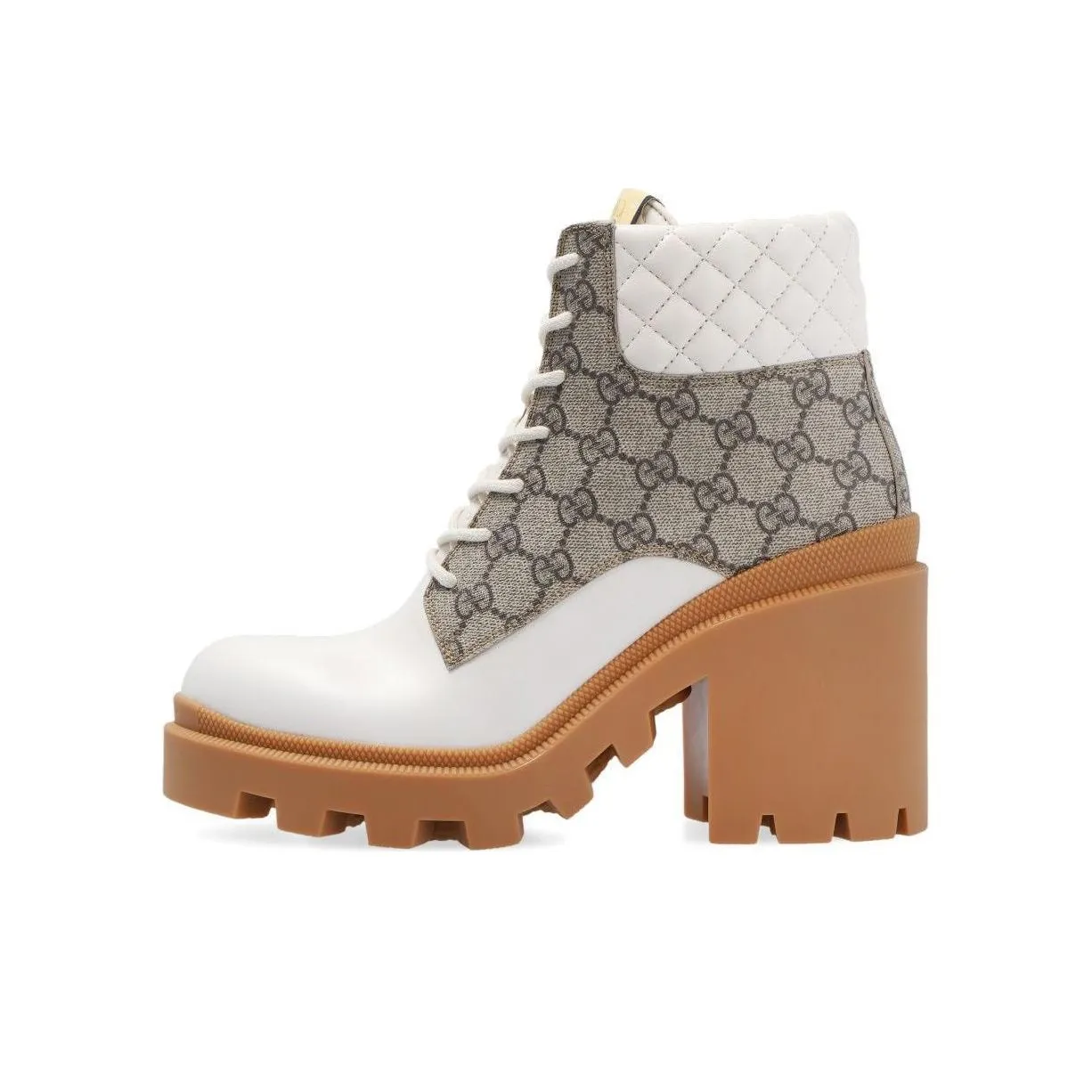 GUCCI Gg Ankle Boot Beige White Women's
