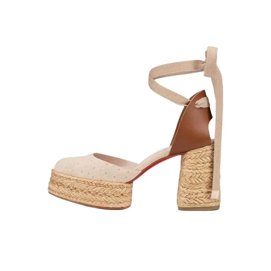 CL Chunky Heel High Heels 7cm Women's Ecru