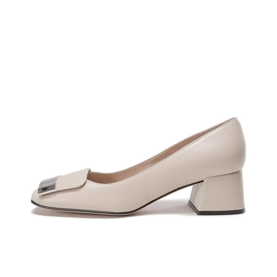 SERGIO ROSSI Sr1 Chunky Heel High Heels 4.5cm Women's Nude
