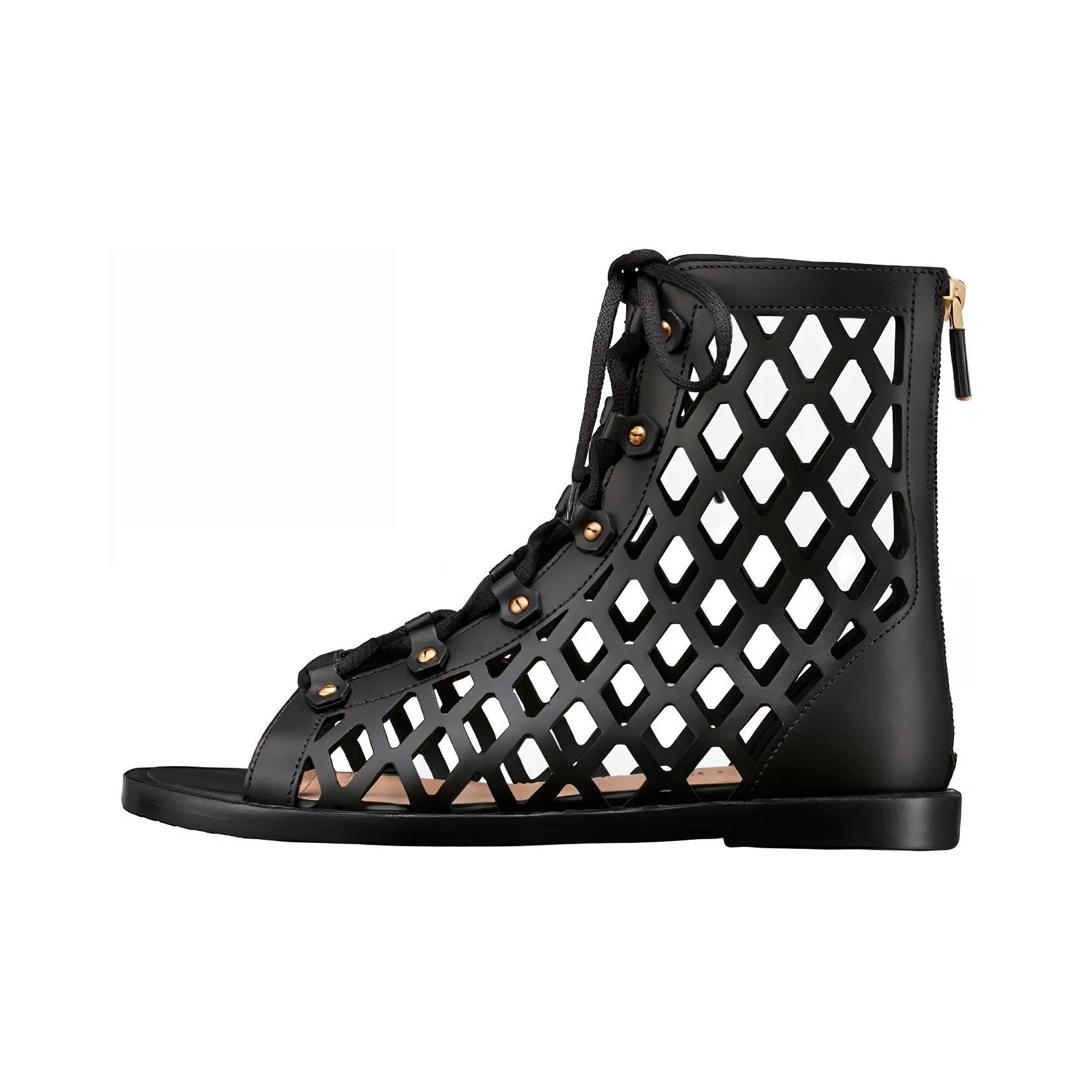 DIOR D Trap Ankle Boot Black Calfskin And Shearling Women's