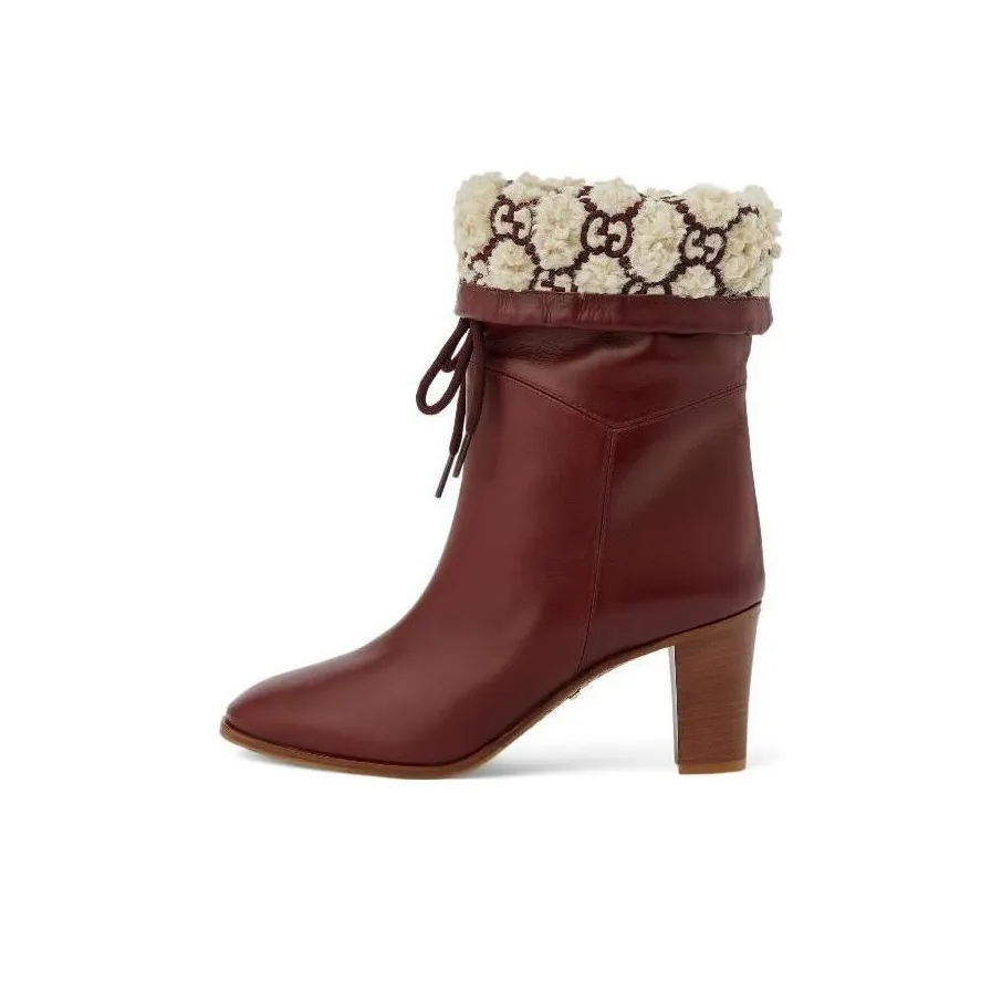 GUCCI Ankle Boots Women's Burgundy