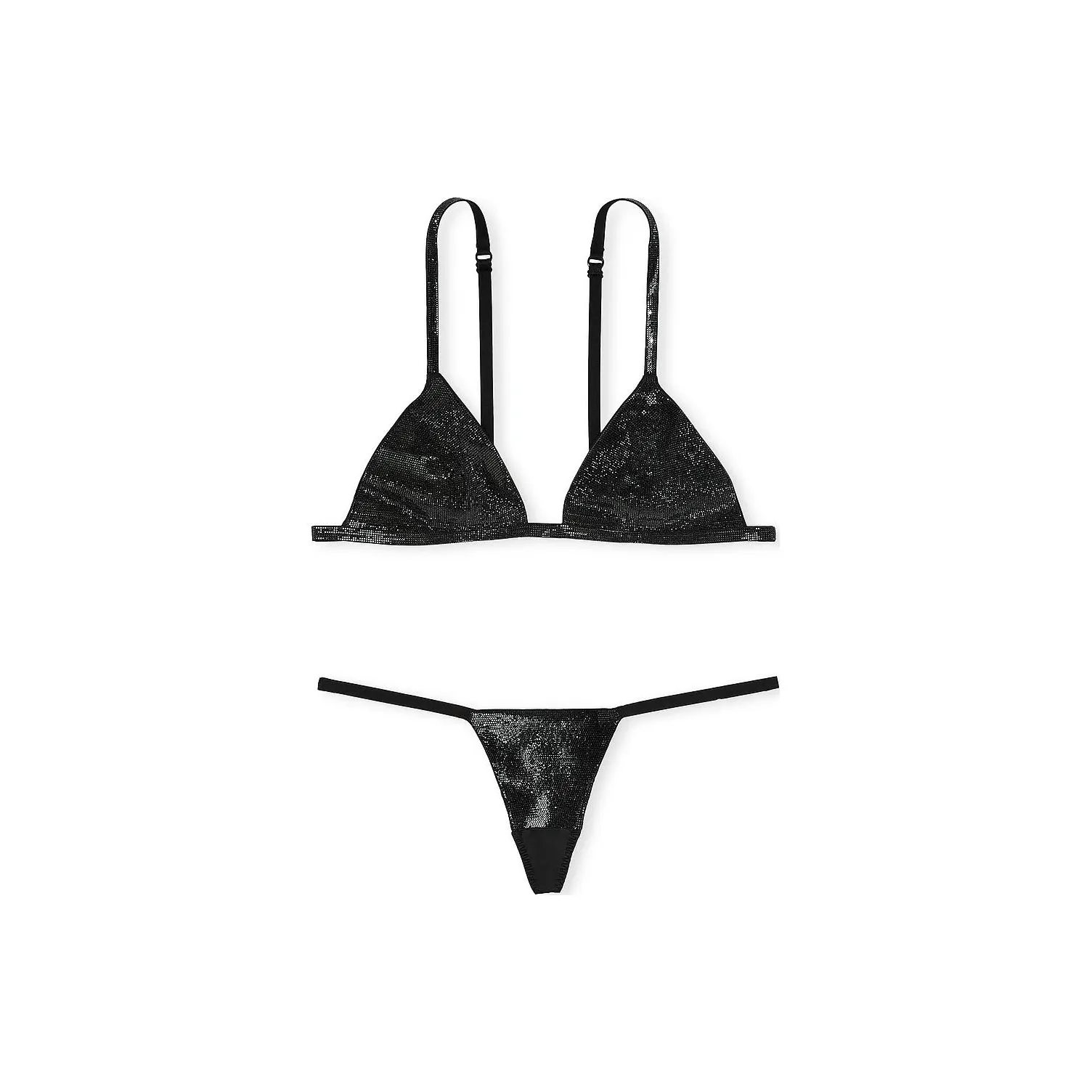 Victoria's Secret 24 BIG Show Коллекция Очень Сексуальный SHINE Треугольник Bralette Panty B Нижнее белье Набор Женские Черный