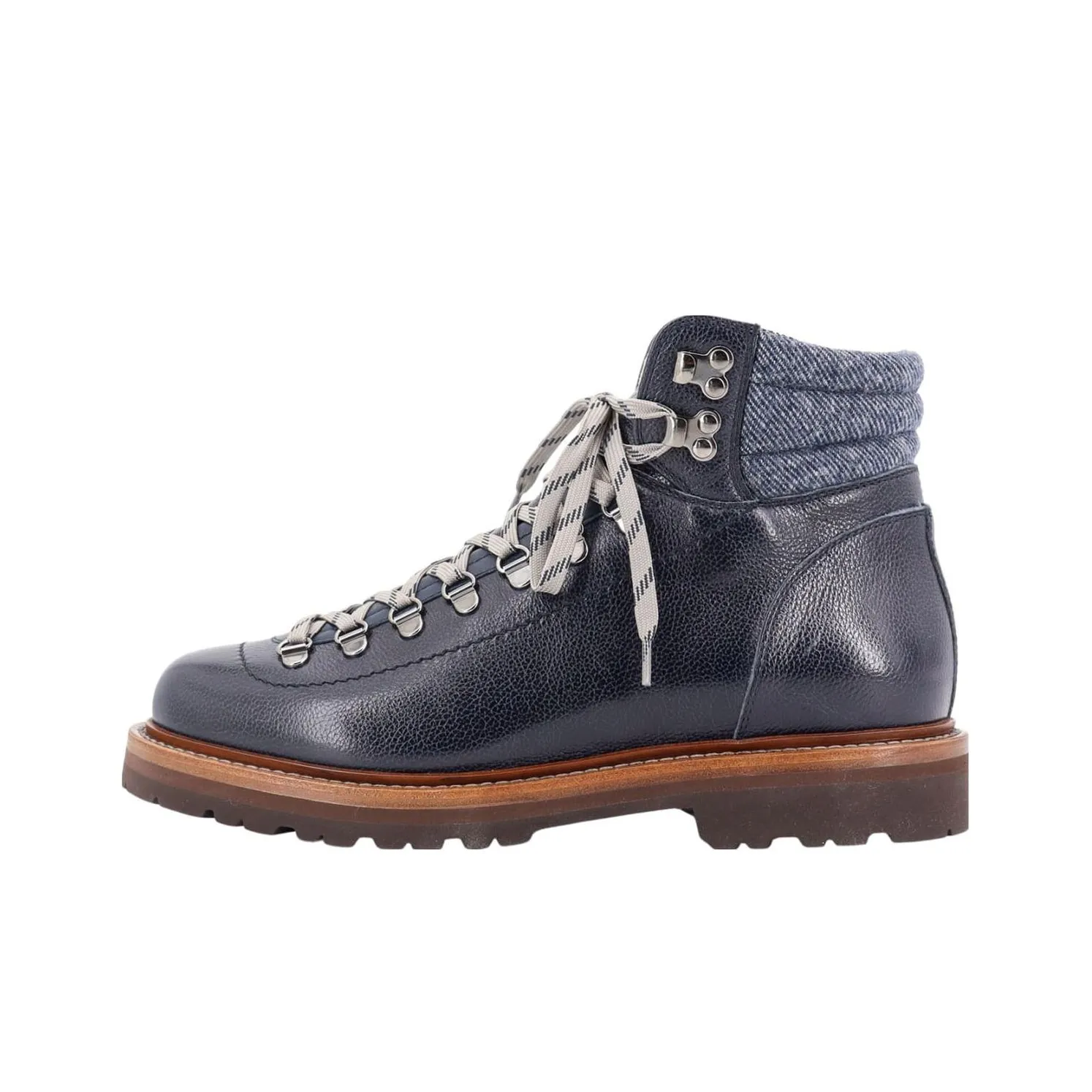 Brunello Cucinelli Round Toe Lace Up Ankle Boots
