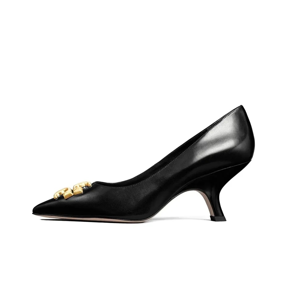 TORY BURCH Logo Buckle Suede Pumps