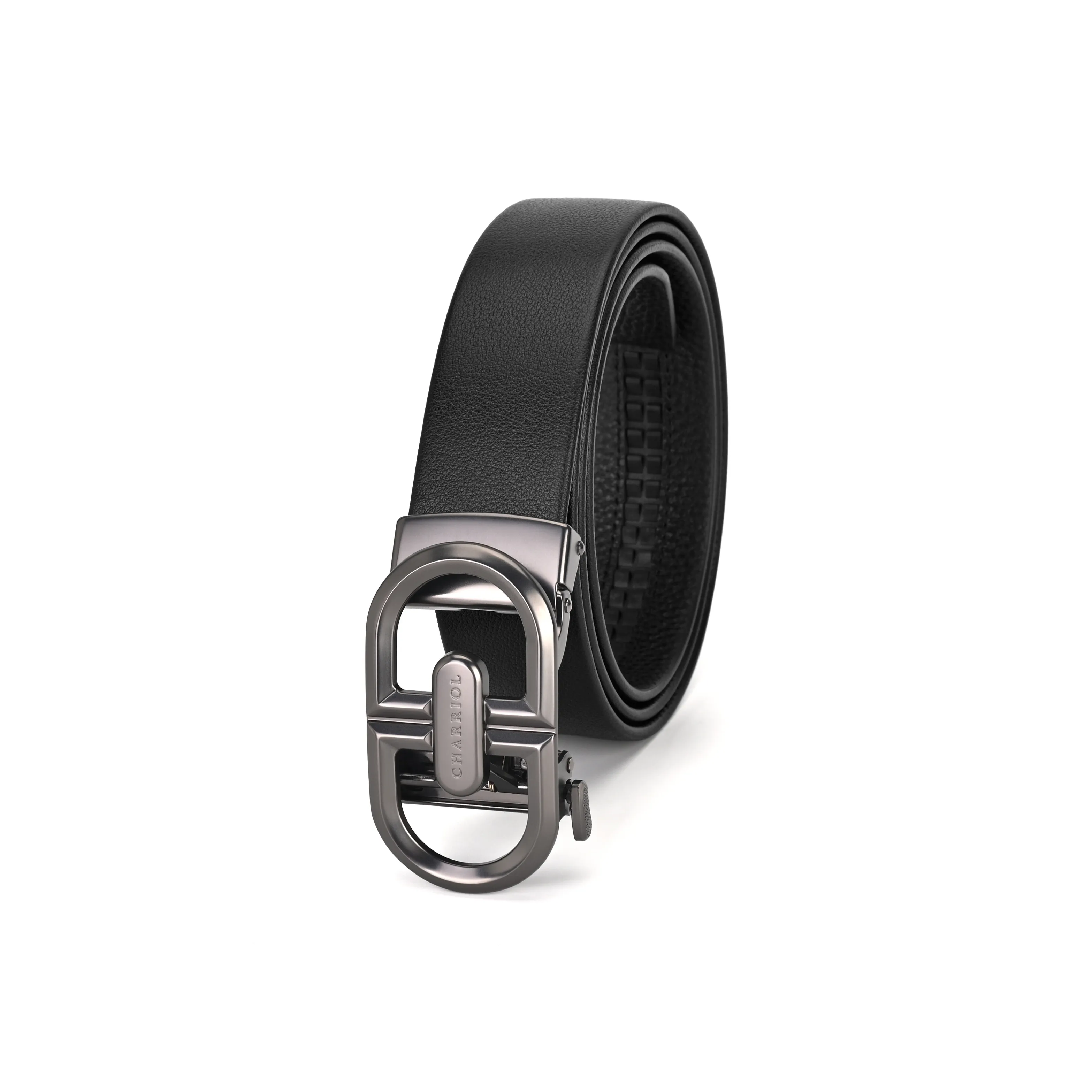 CHARRIOL Cow Leather Belts Men's Black 3.5cm