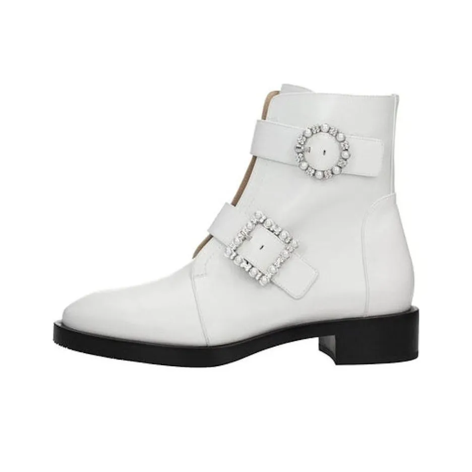 stuart weitzman Side Crystal embellished Buckle Boots