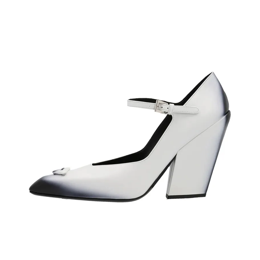 PRADA Brushed Leather Pumps 'White Black Ombre' Women's