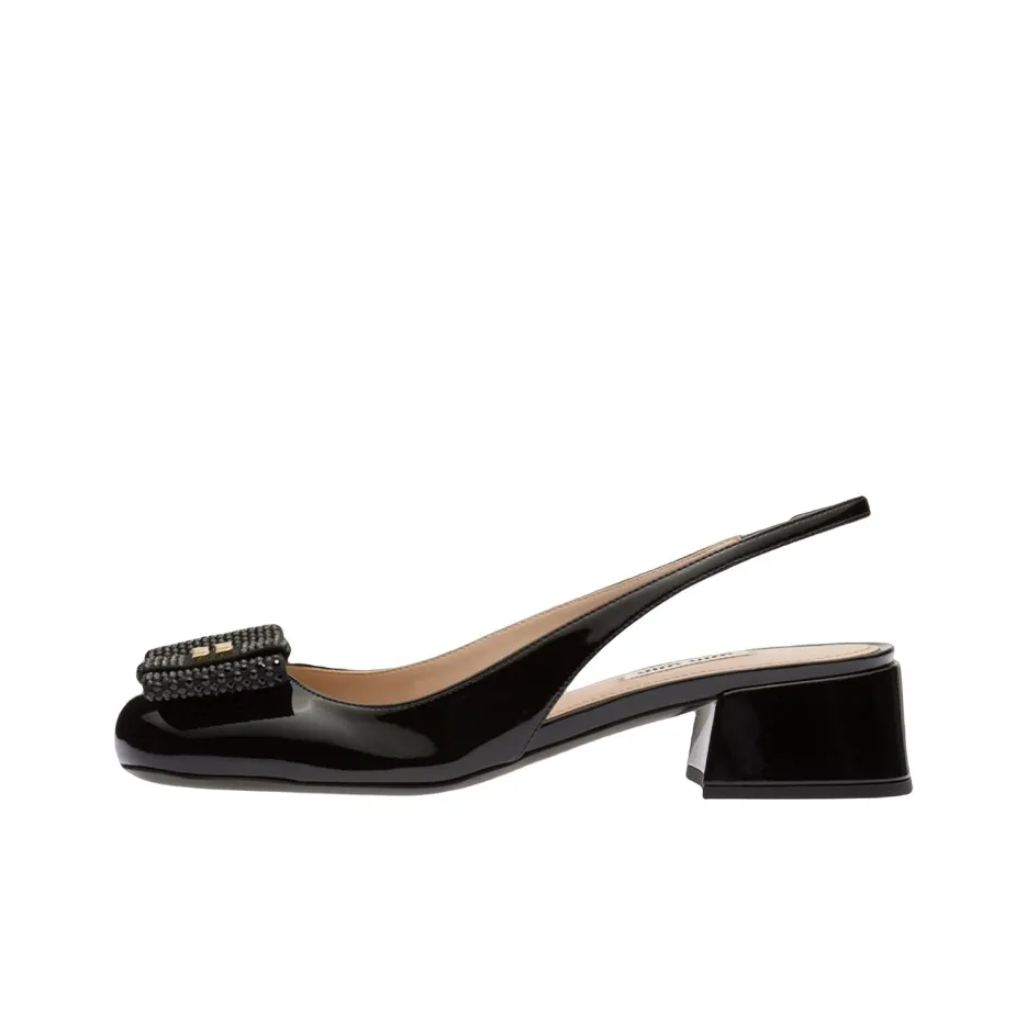 MIU MIU Block Heel High Heels Women's Black