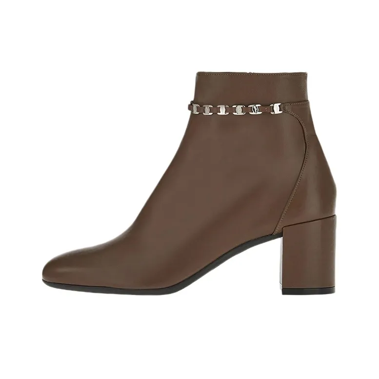 FERRAGAMO Chain-link Leather Ankle Boots