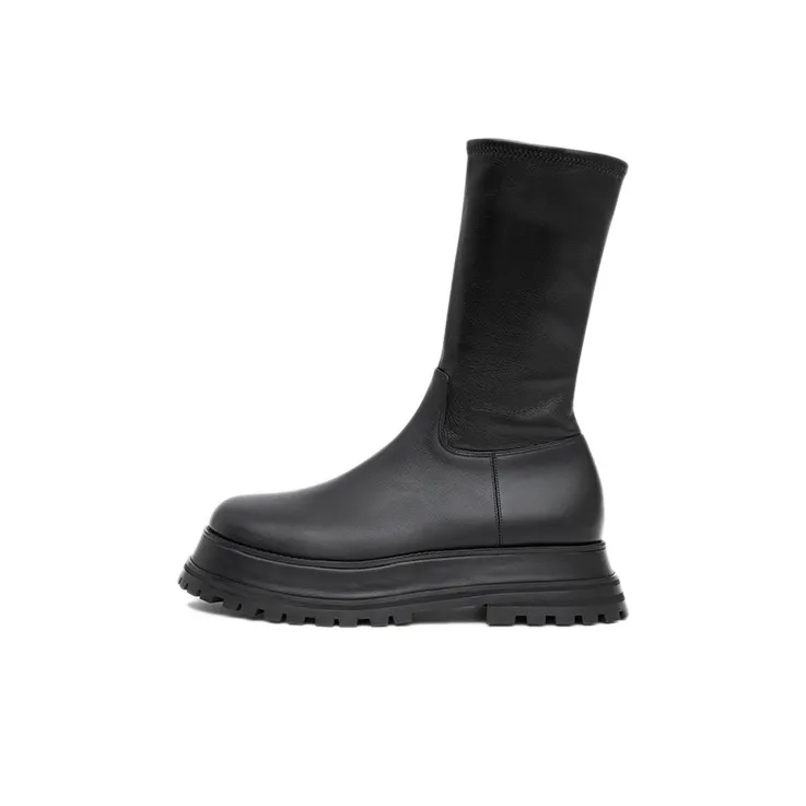 Burberry Leather Boots Black Women's
