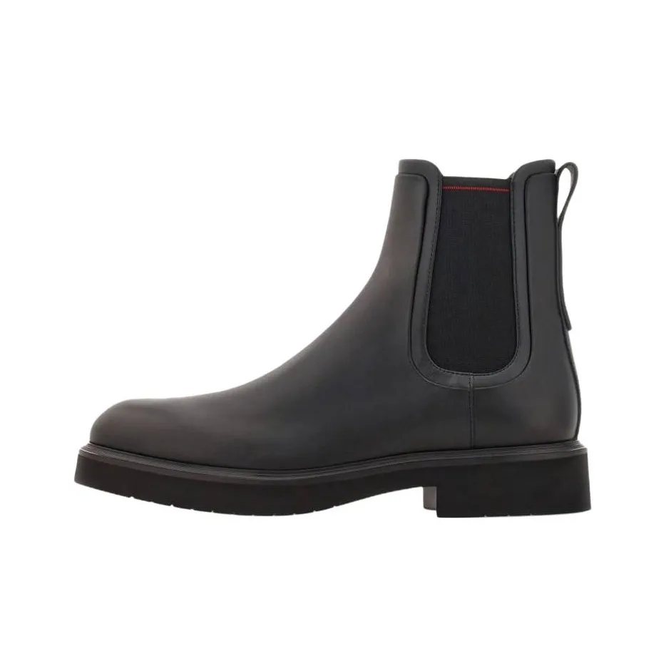 FERRAGAMO Short Chelsea Boots Men's Black