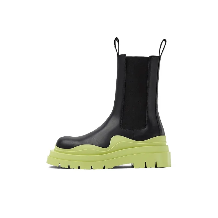 Bottega Veneta Short Chelsea Boots Men's Black Green