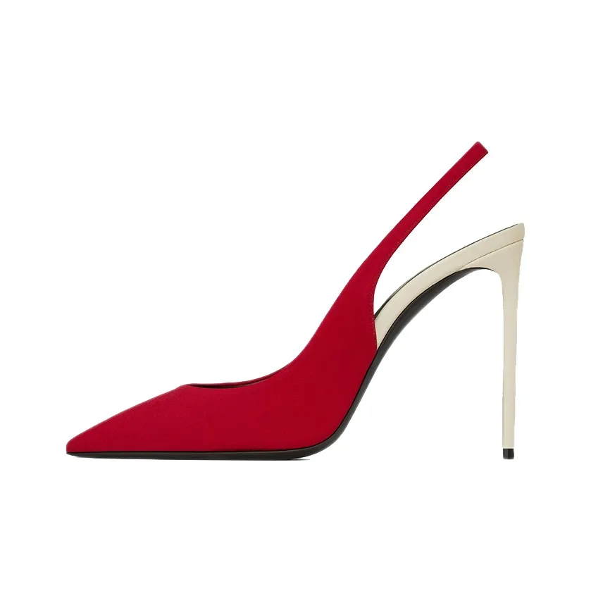 SAINT LAURENT Zoe Slim Heel High Heels 10cm Women's Dark Red