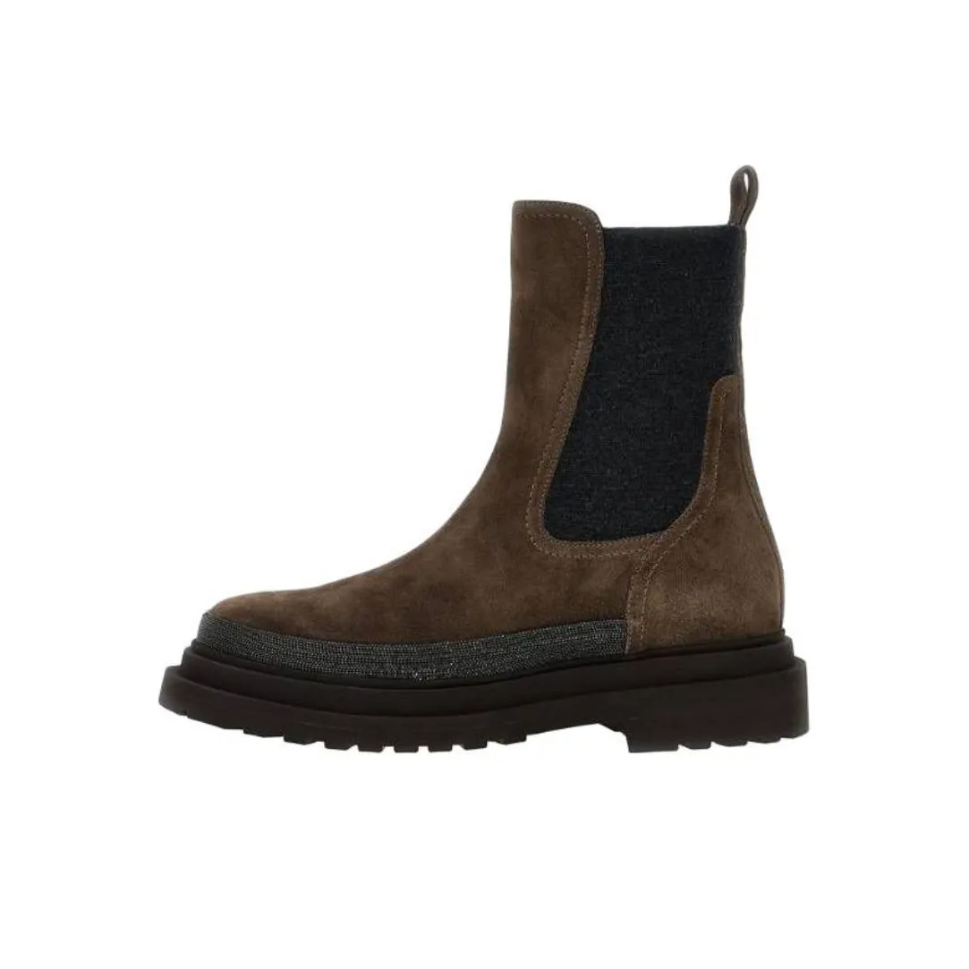 Brunello Cucinelli Monile Short Chelsea Boots 5cm Women's Tan