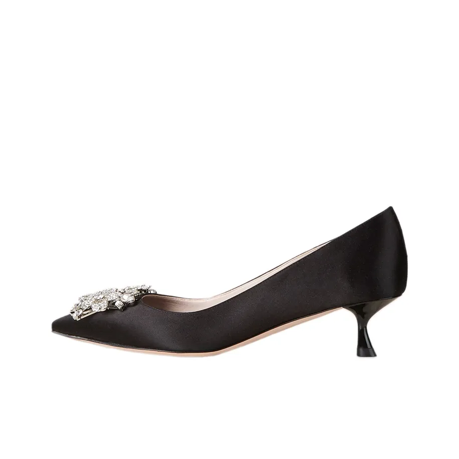 Roger Vivier RV BOUQUET STRASS Slim Heel High Heels 4.5cm Women's Black