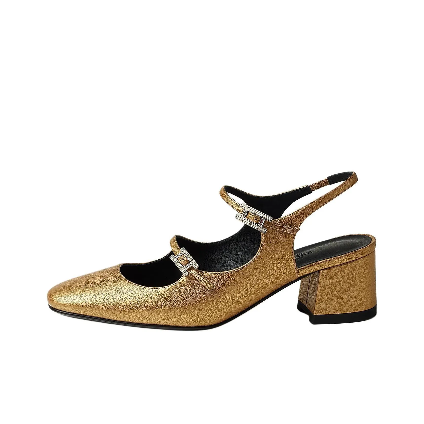 HERMES Jackie Spool Heel High Heels 6cm Women's Gold