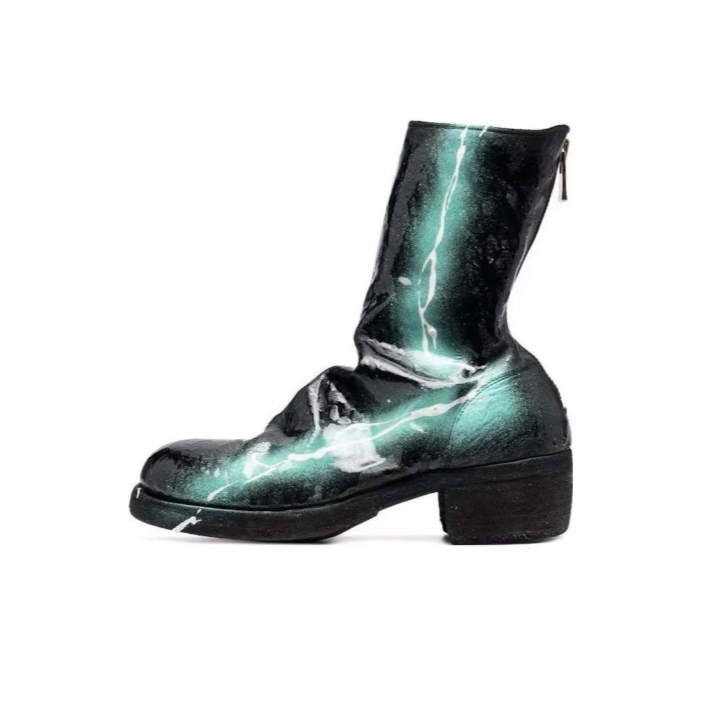 GUIDI Paint-splatter Ankle Boots