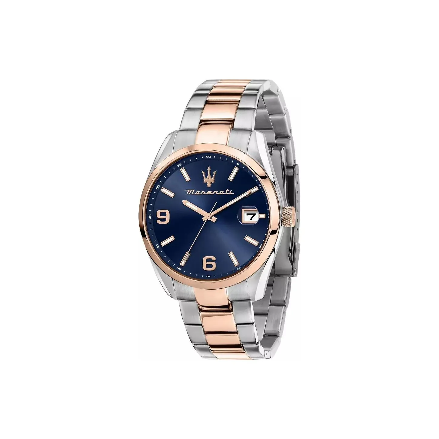 Maserati Мужские часы Кварцевый механизм Ремешок из нержавеющей стали 43 мм Синий циферблат