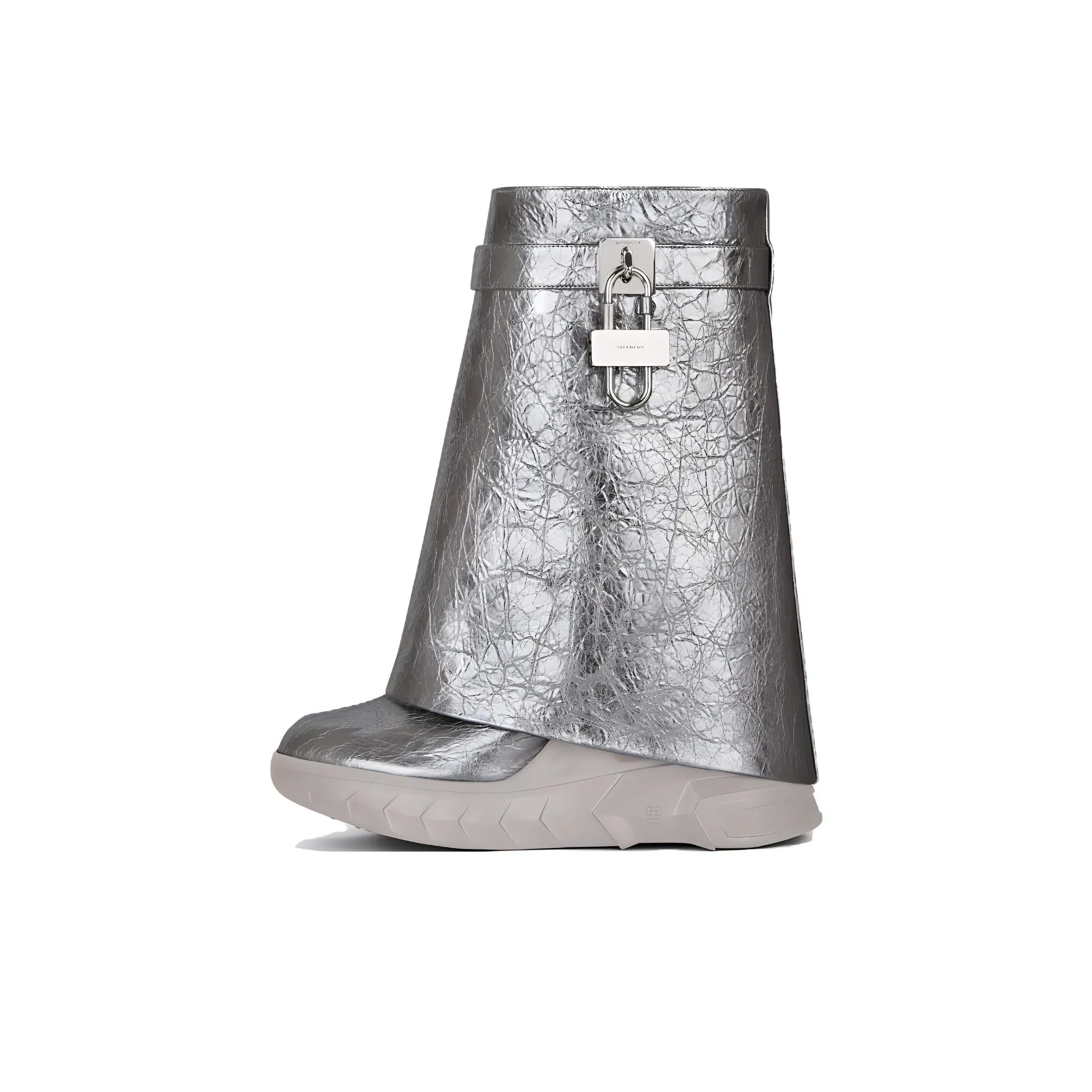 Givenchy Shark Lock Ankle Boots 12cm Women's Silver Gray