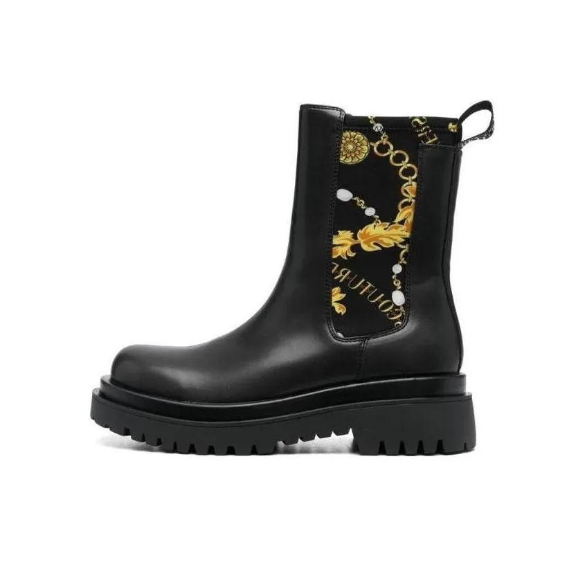 VERSACE JEANS Couture Baroque print Ankle Boots