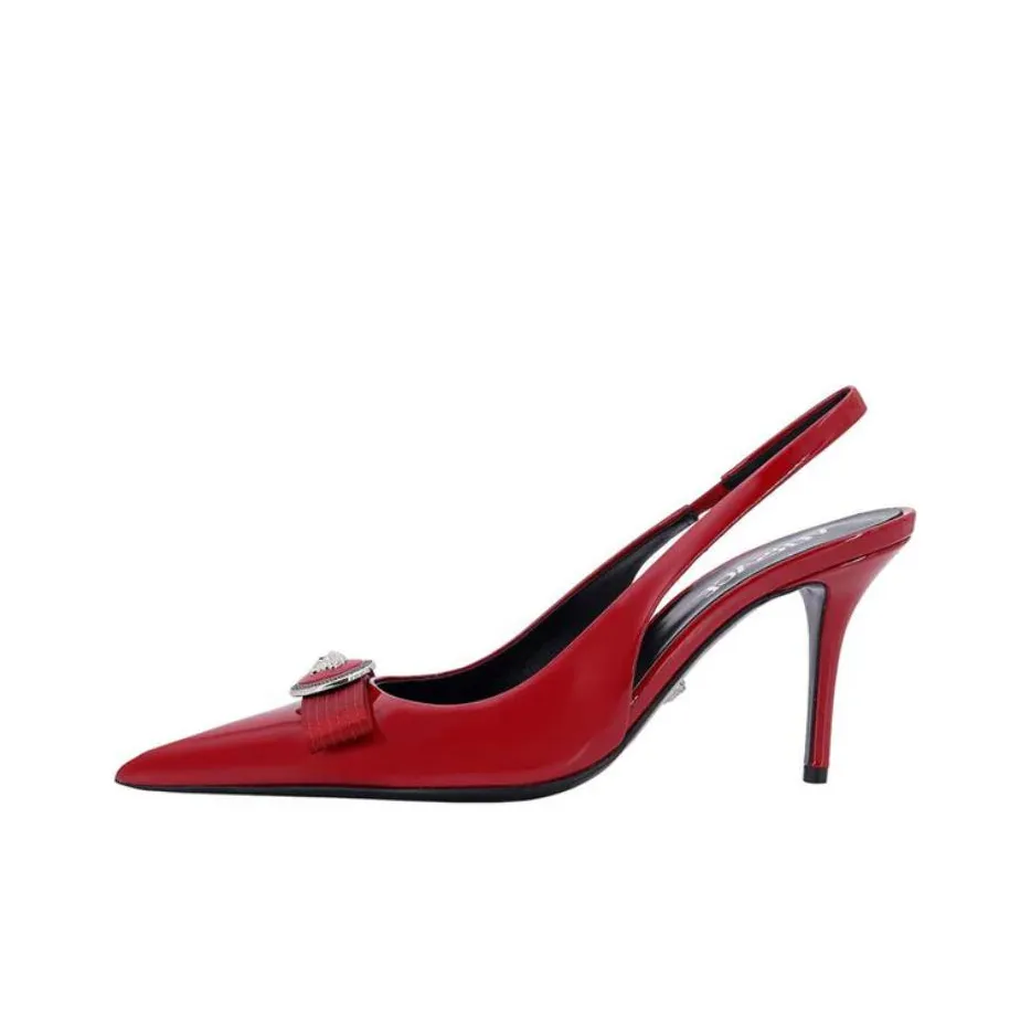 VERSACE Gianni Ribbon Slim Heel High Heels 8.5cm Women's Red
