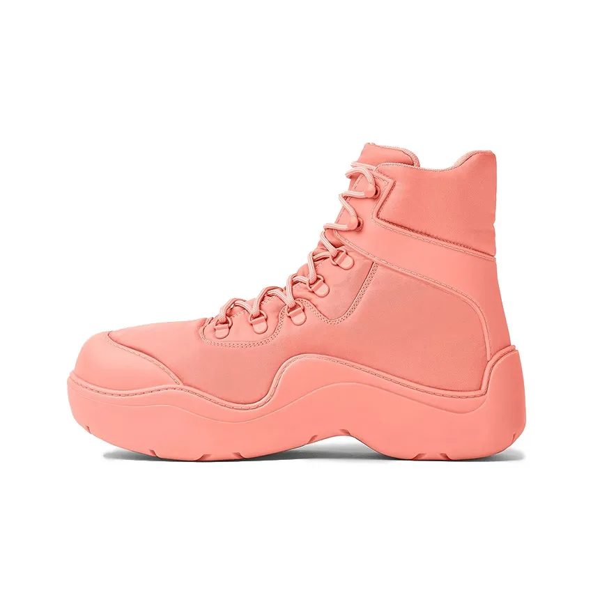 Bottega Veneta Puddle Bomber Height Increasing Short Outdoor Boots Women's Flamingo Color