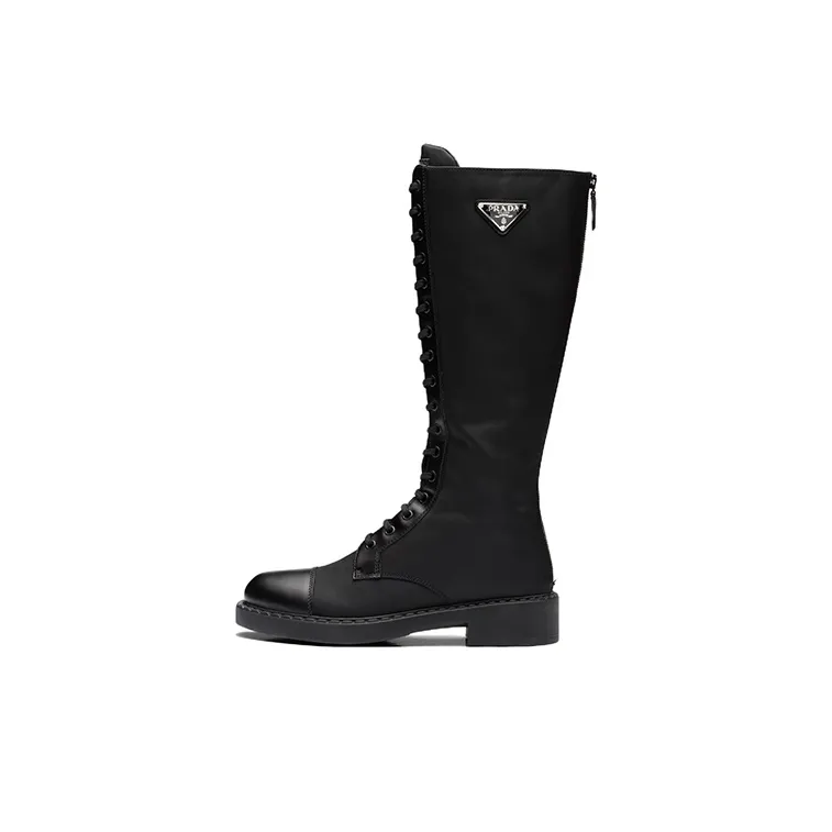 PRADA Women's Brushed Leather And Re-Nylon Boot 'Black'
