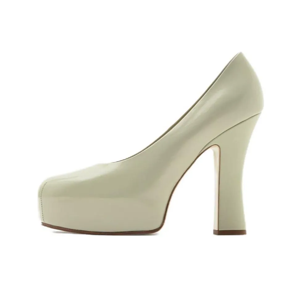 Burberry Arch Chunky Heel High Heels 13cm Women's Gravel Stone Color