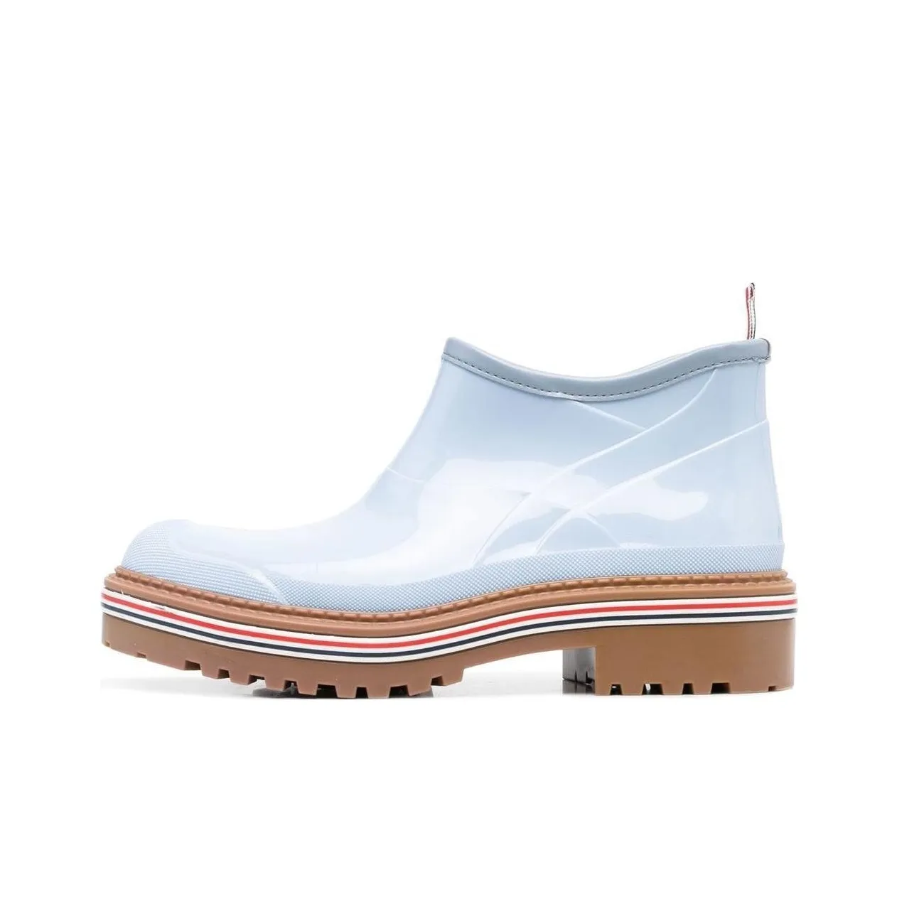 THOM BROWNE Stripe Trim Round Toe Ankle Boots