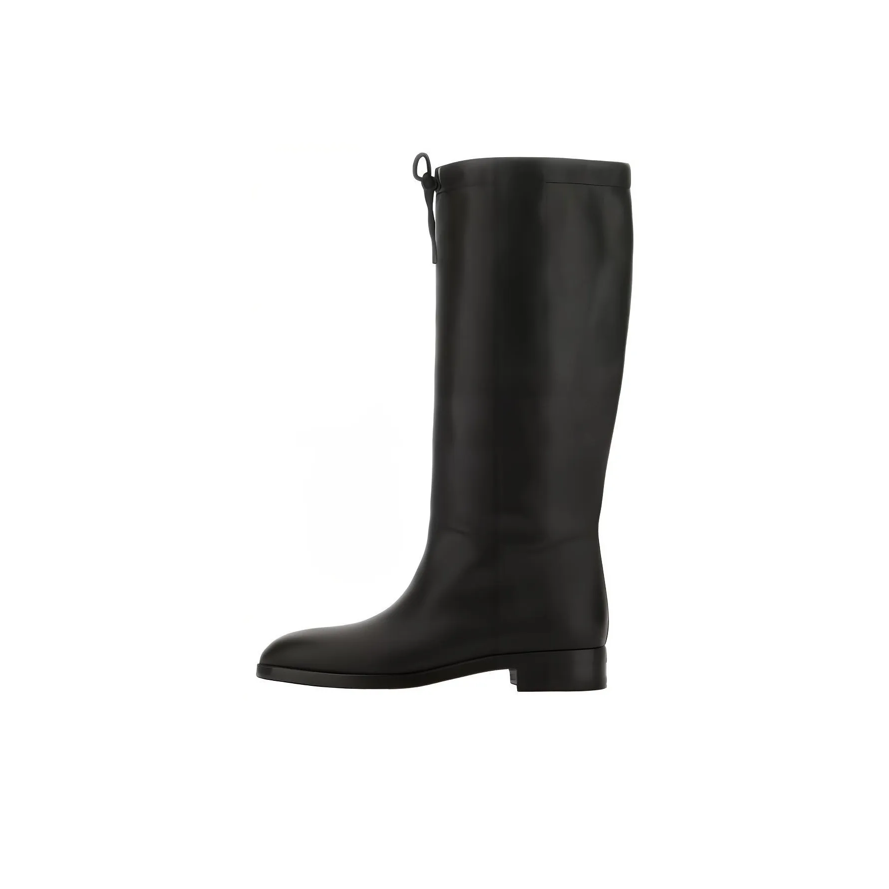 GUCCI Drawstring Knee High Boots Black Beige Women's