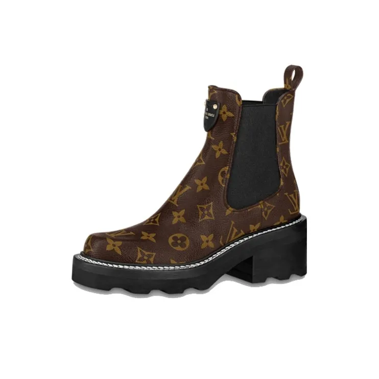 LOUIS VUITTON Beaubourg Short Chelsea Boots Women's Brown