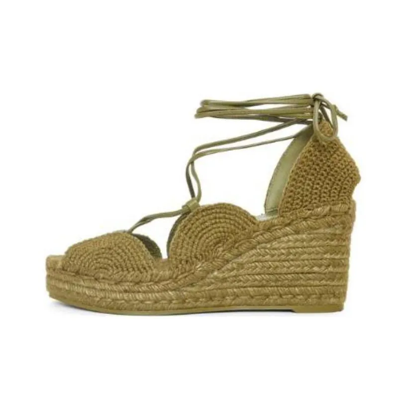 LOEWE Paula's Ibiza Wedge Heel High Heels 9cm Women's Green