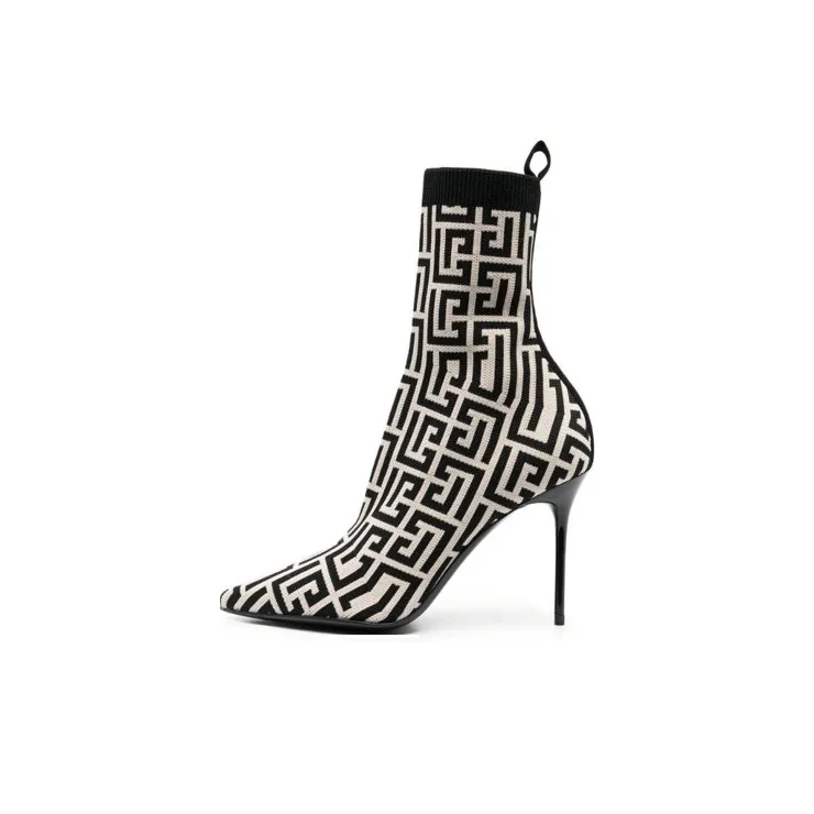BALMAIN Skye Ankle Boots 10cm Women's White Black