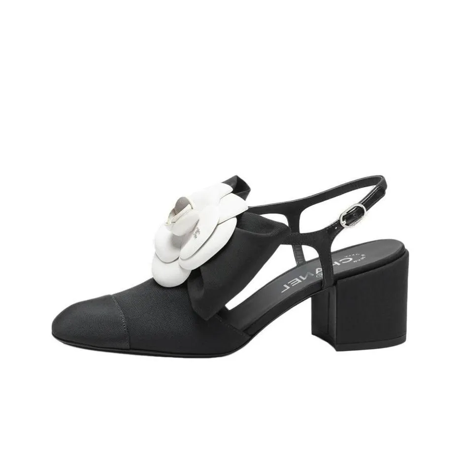 CHANEL Chunky Heel High Heels Women's Black