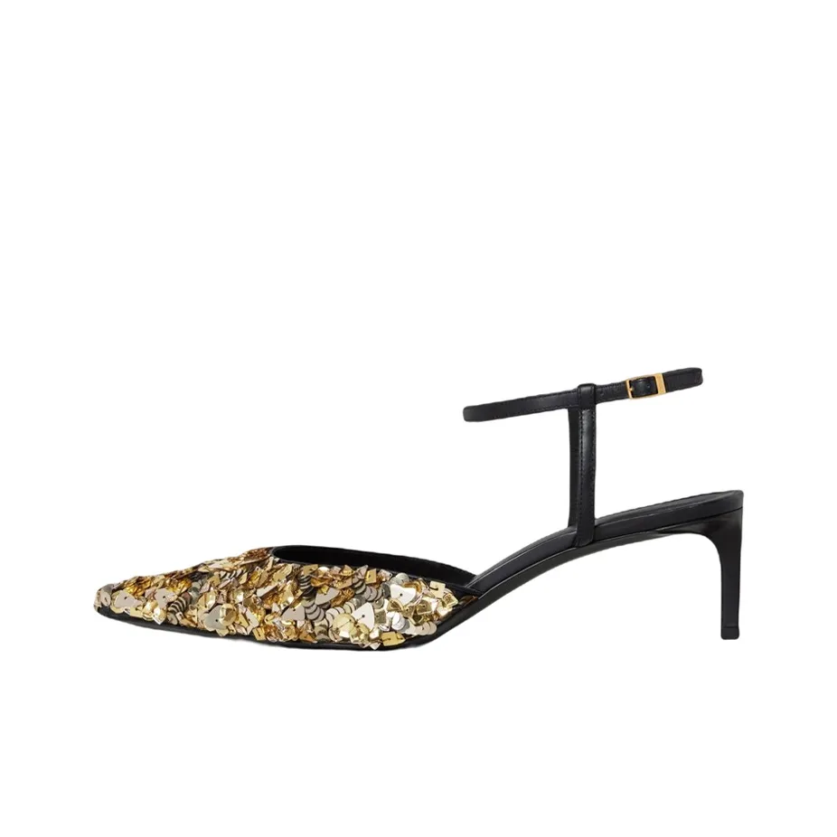 CELINE Kitten Slim Heel Stylish Sandal Women's Gold