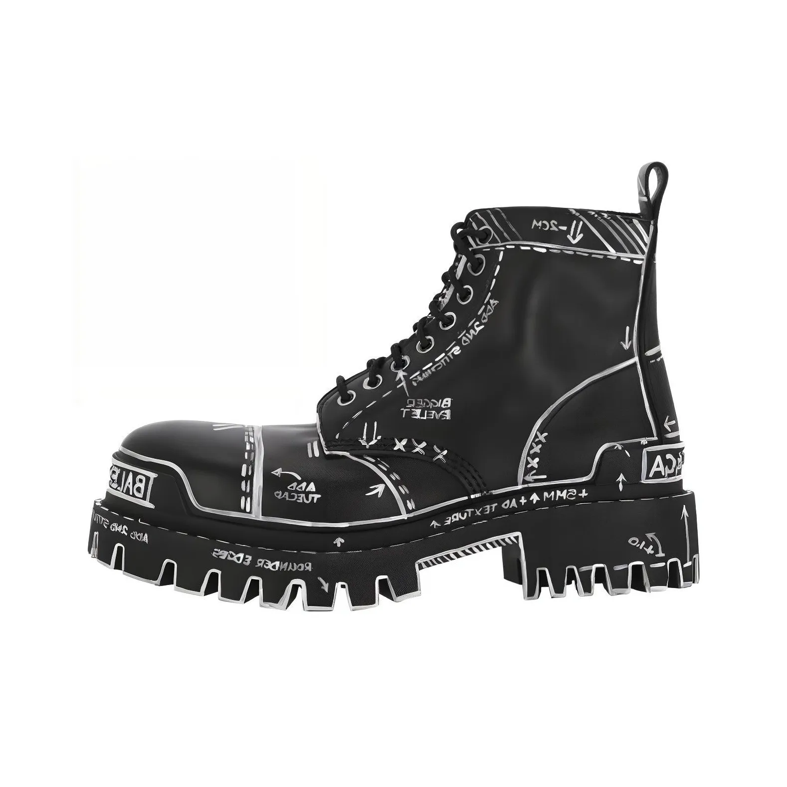 Balenciaga Strike Lace Up Boot 'Marker Pen Print   Black'