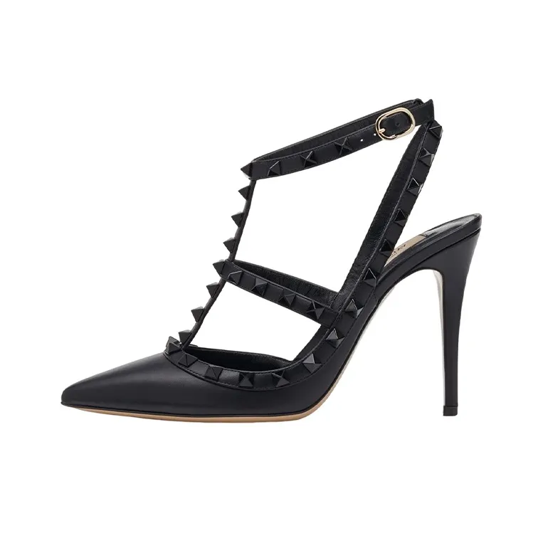 Valentino Rockstud GARAVANI Slim Heel High Heels 10cm Women's Black