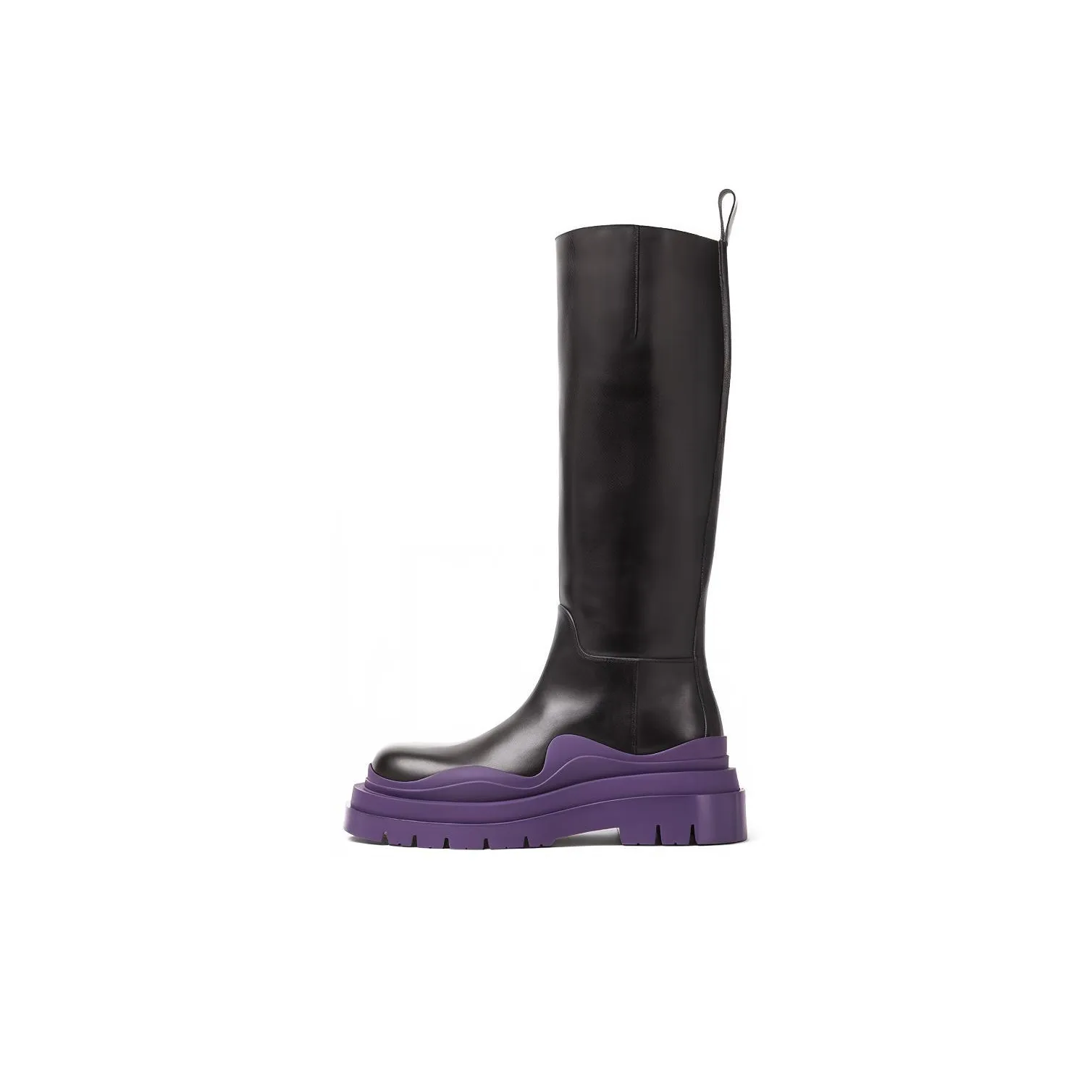 Bottega Veneta Tire Knee high Boots Women's Black Purple