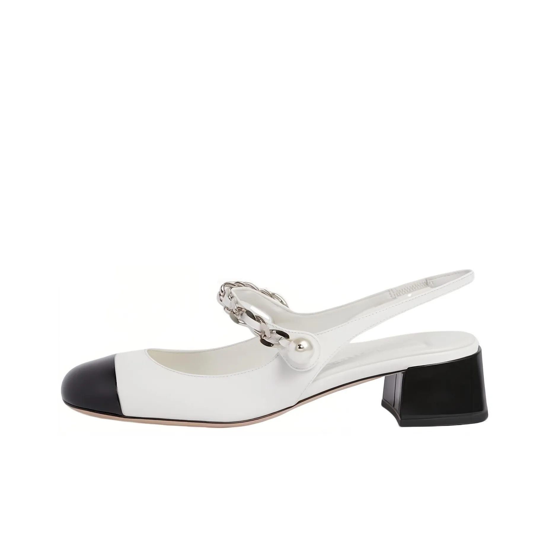 MIU MIU Qixi Festival Collection Chunky Heel High Heels 3.5cm Women's White Black