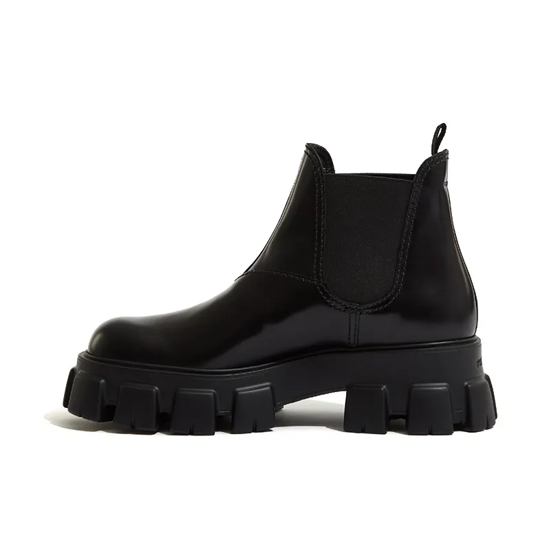 PRADA Moonlith Brushed Leather Chelsea Boots