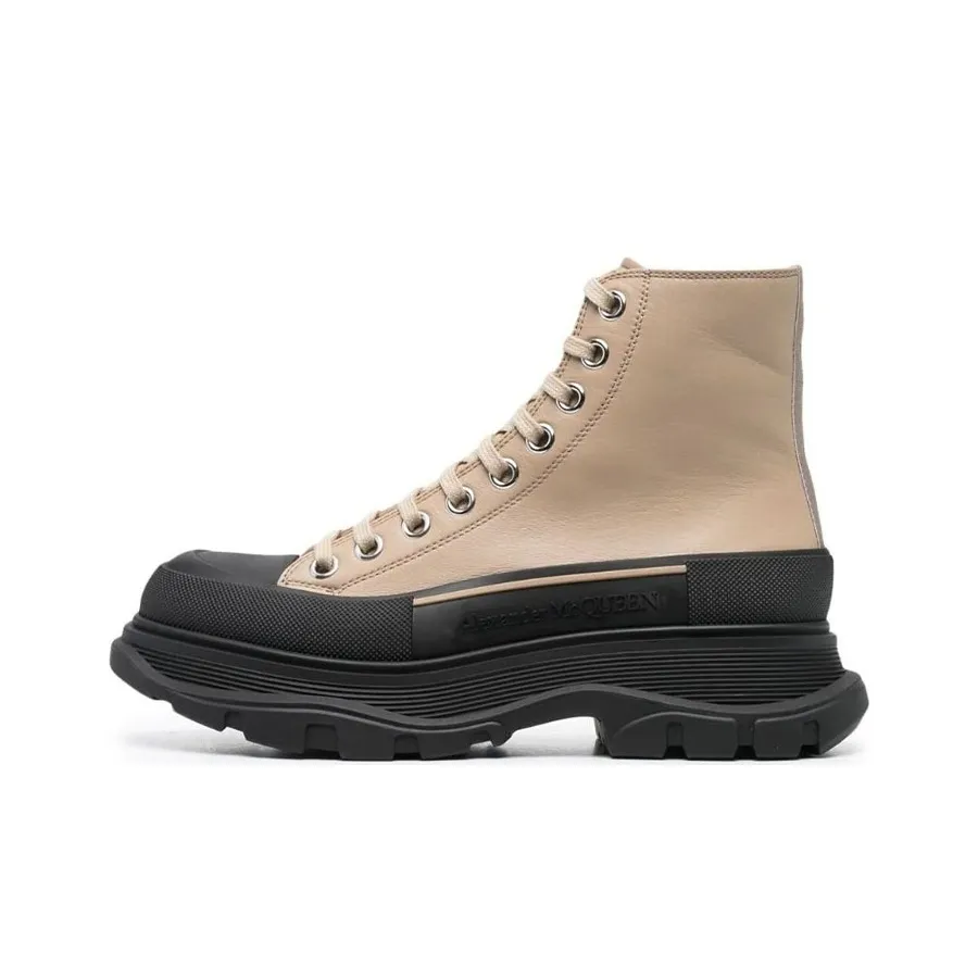 Alexander McQueen Tread Slick High 'Taupe Black Leather' Women's