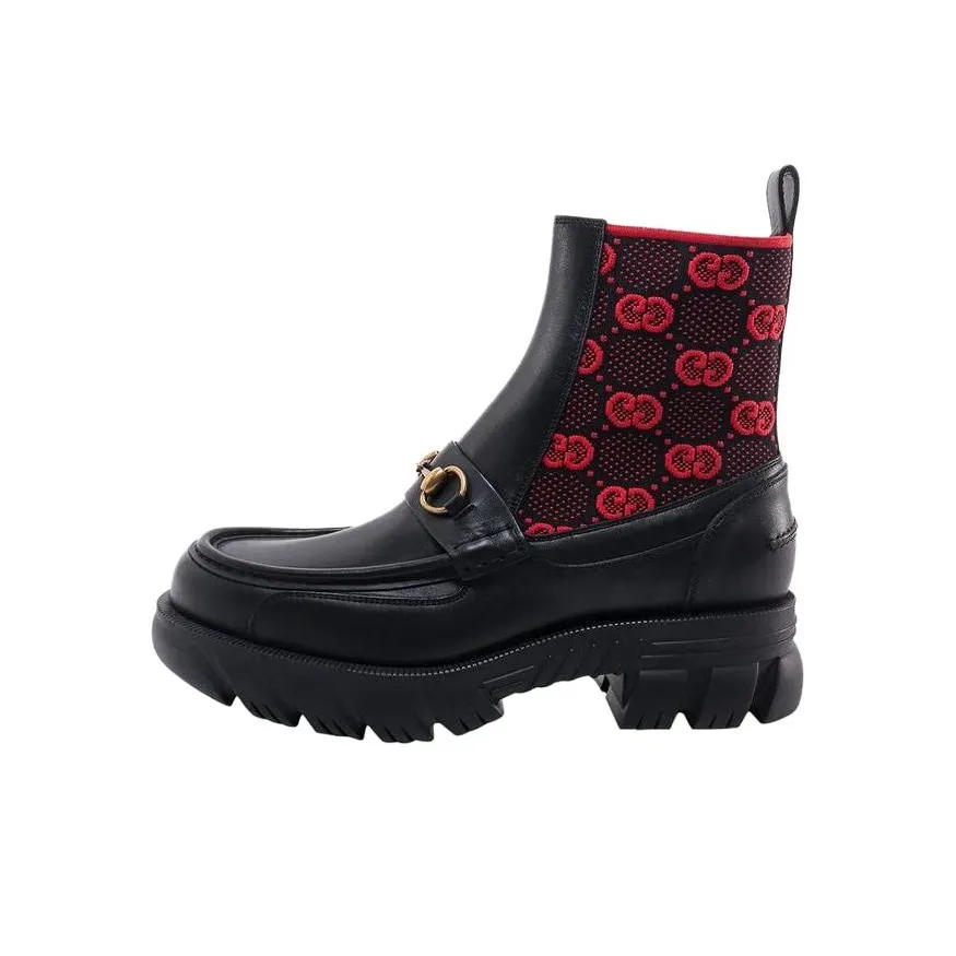 GUCCI Horsebit detail GG jacquard Boots