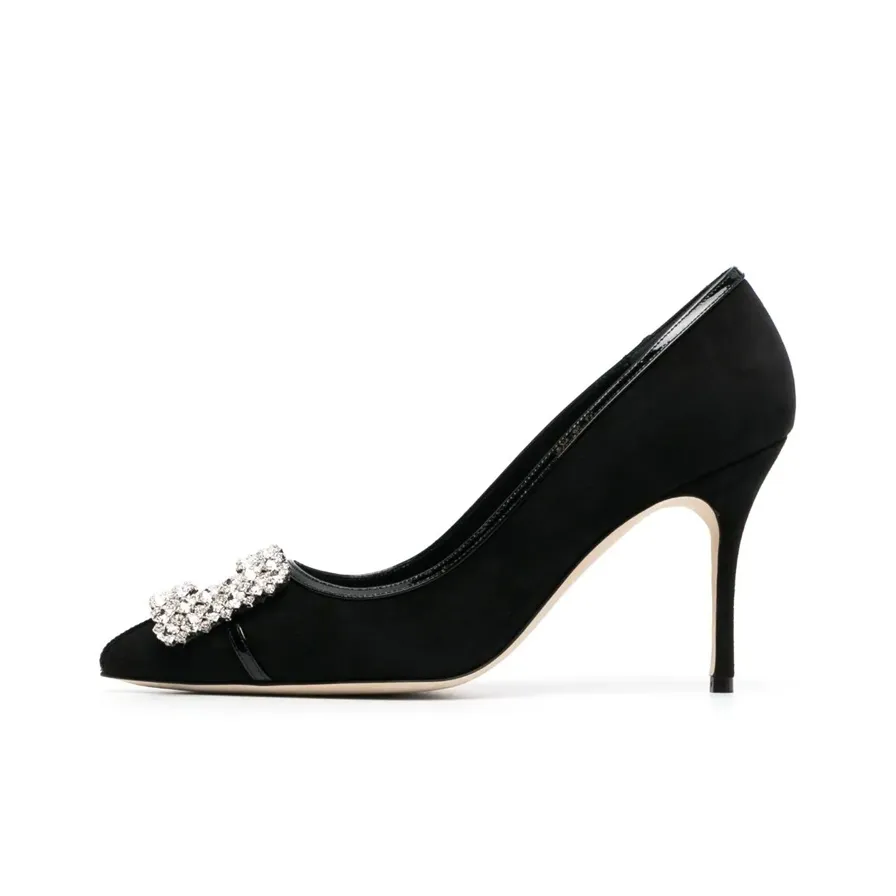 MANOLO BLAHNIK Hangisi Crystal buckle Ballerina Shoes