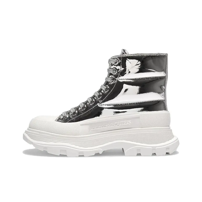 Alexander McQueen Tread Slick Boots Silver Women's