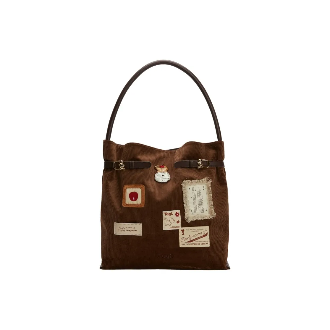 Tagi. Вельветовая сумка через плечо унисекс коричневого цвета