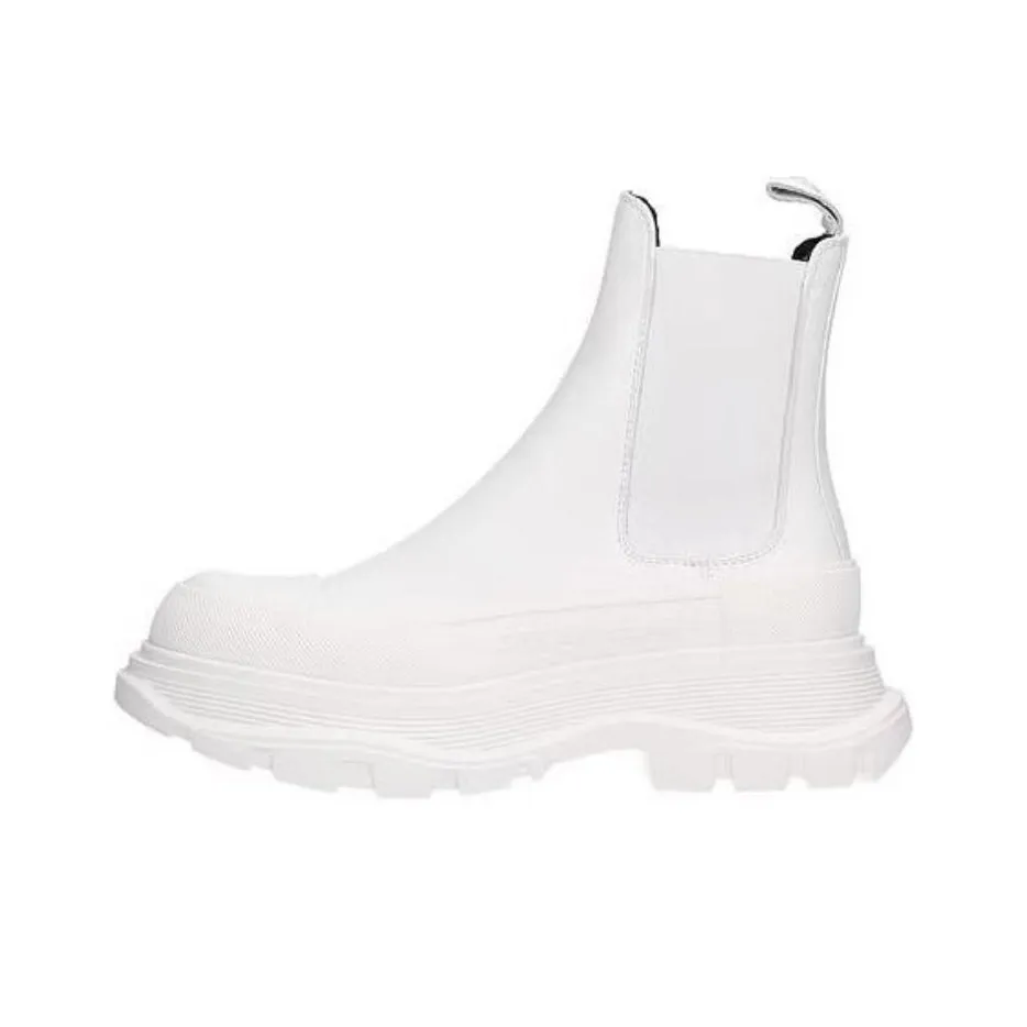 Alexander McQueen Tread Slick Ankle Boots White Women's
