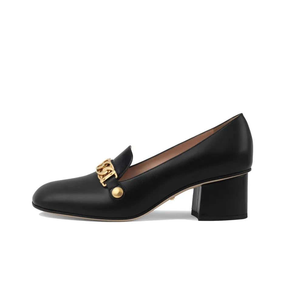 GUCCI Sylvie Chunky Heel High Heels 5.5cm Women's Black